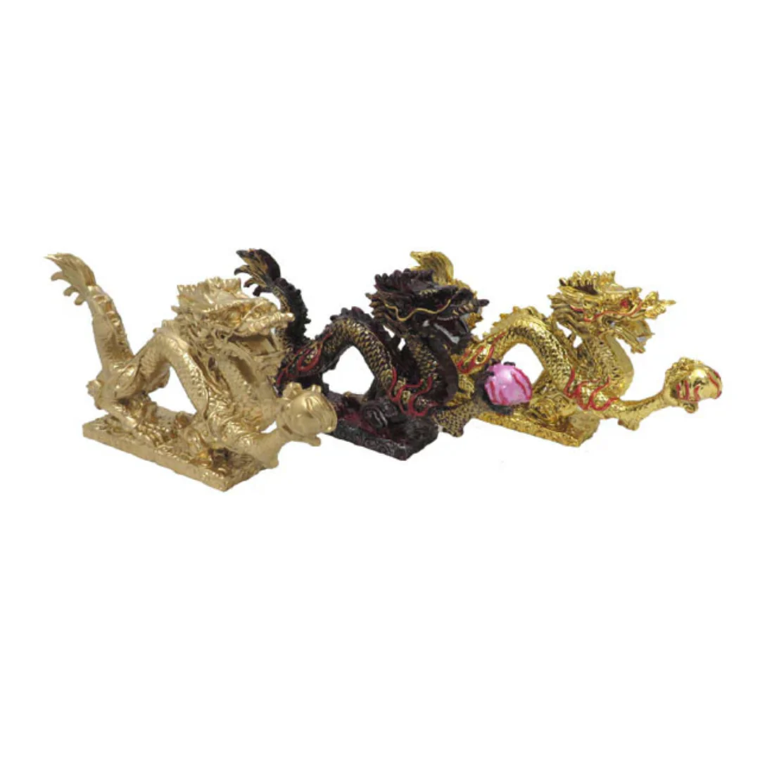 Dragon with Pearl Figurine - 8.5" Long