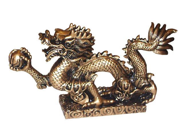 Dragon with Pearl Figurine - 8.5" Long - Image 8