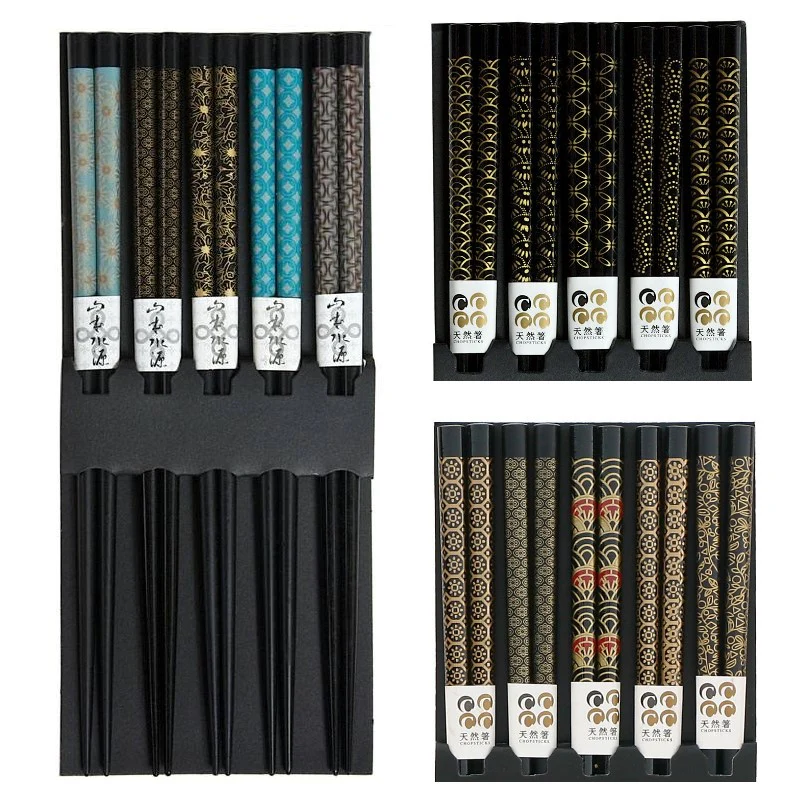 Black Assorted Pattern Chopstick Set